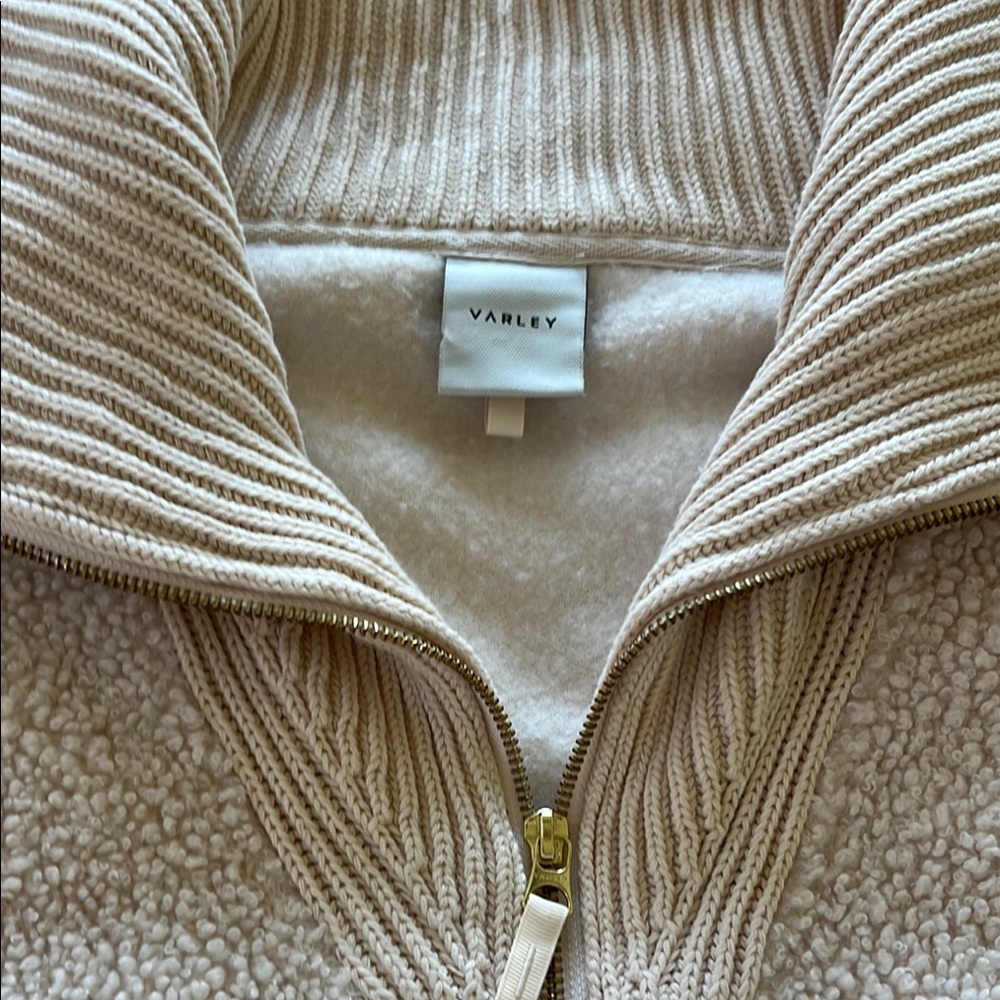 Varley Beige Sherpa Zip-Up Jacket